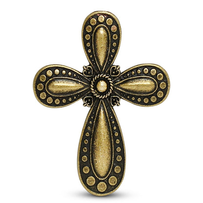 CHRISTIAN CANDLE: White Ceramic Cube Crucifix Candle | First Communion Bronze Cross Candle – 10 oz Christian Soy Wax USA