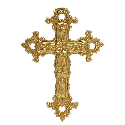 CHRISTIAN CANDLE: Deluxe Ceramic Cup Candle Candle with 24K Gold Hand-Painted Rims & Polished Brass Cross (12 oz Soy USA