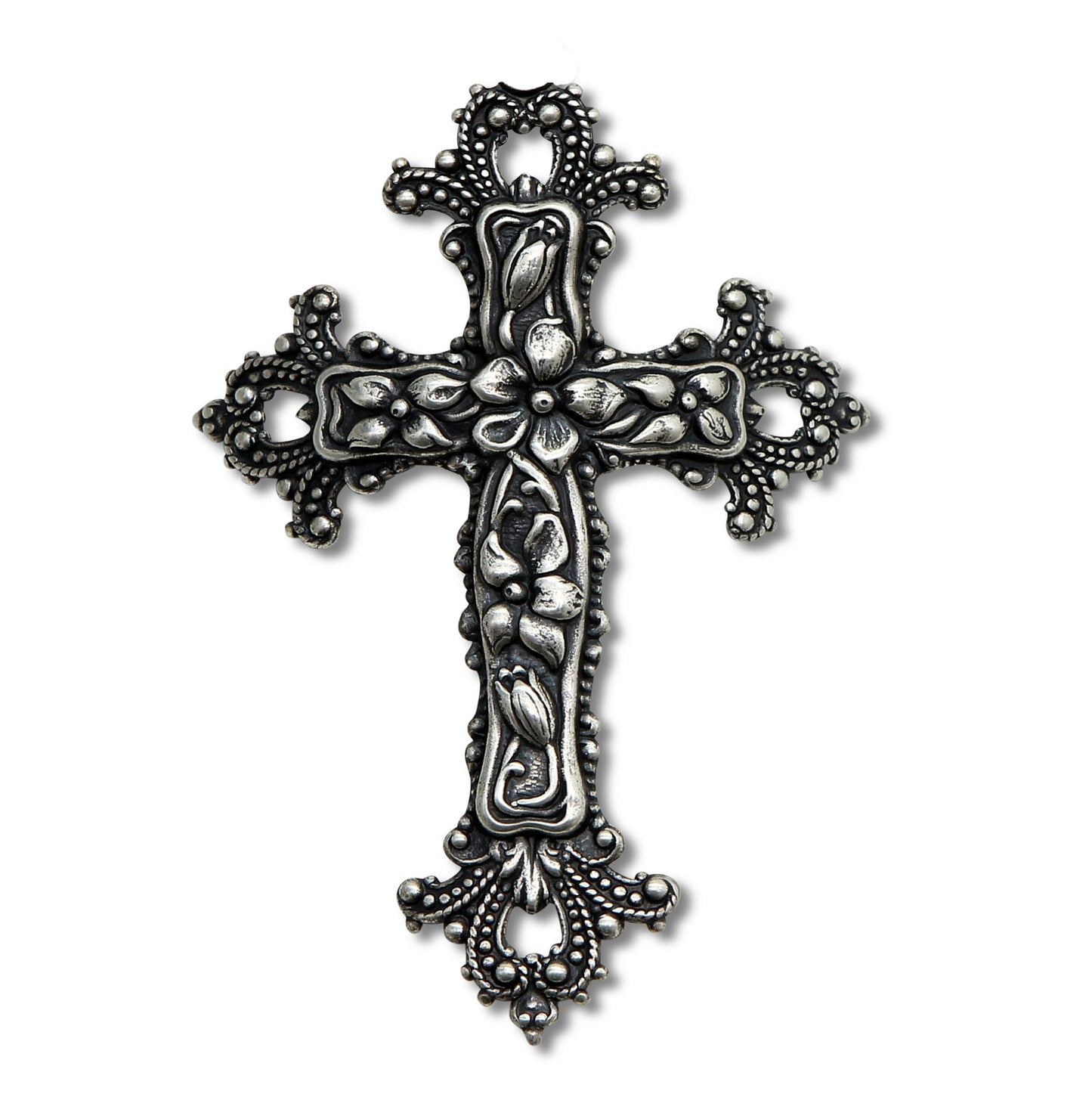 CHRISTIAN CANDLE: Deluxe Ceramic Cup Candle Candle with Platinum Rim and Silver Cross – 12 oz Soy Wax