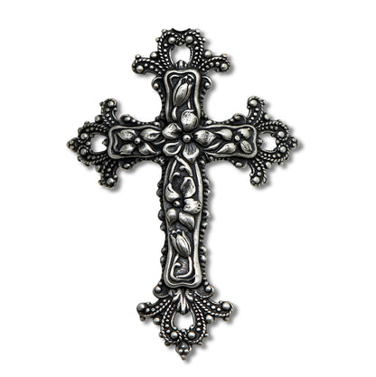 CHRISTIAN CANDLE: Deluxe Ceramic Cup Candle Candle with Platinum Rim and Silver Cross – 12 oz Soy Wax