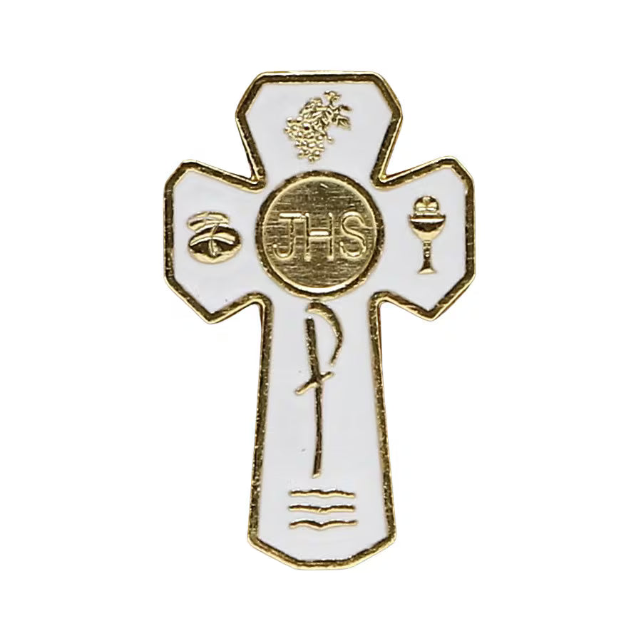 CHRISTIAN CANDLE: First Communion Catholic Candle – JHS Crucifix Glass View #3 - Sublimation Printed Gift USA