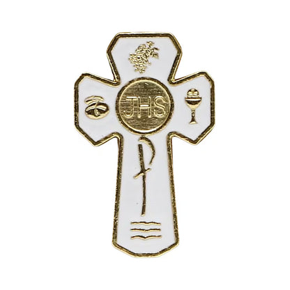 CHRISTIAN CANDLE: First Communion Catholic Candle – JHS Crucifix Glass View #3 - Sublimation Printed Gift USA