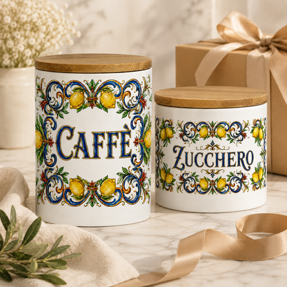 Ceramic Kitchen Canisters for Coffee & Sugar-Authentic Italian design