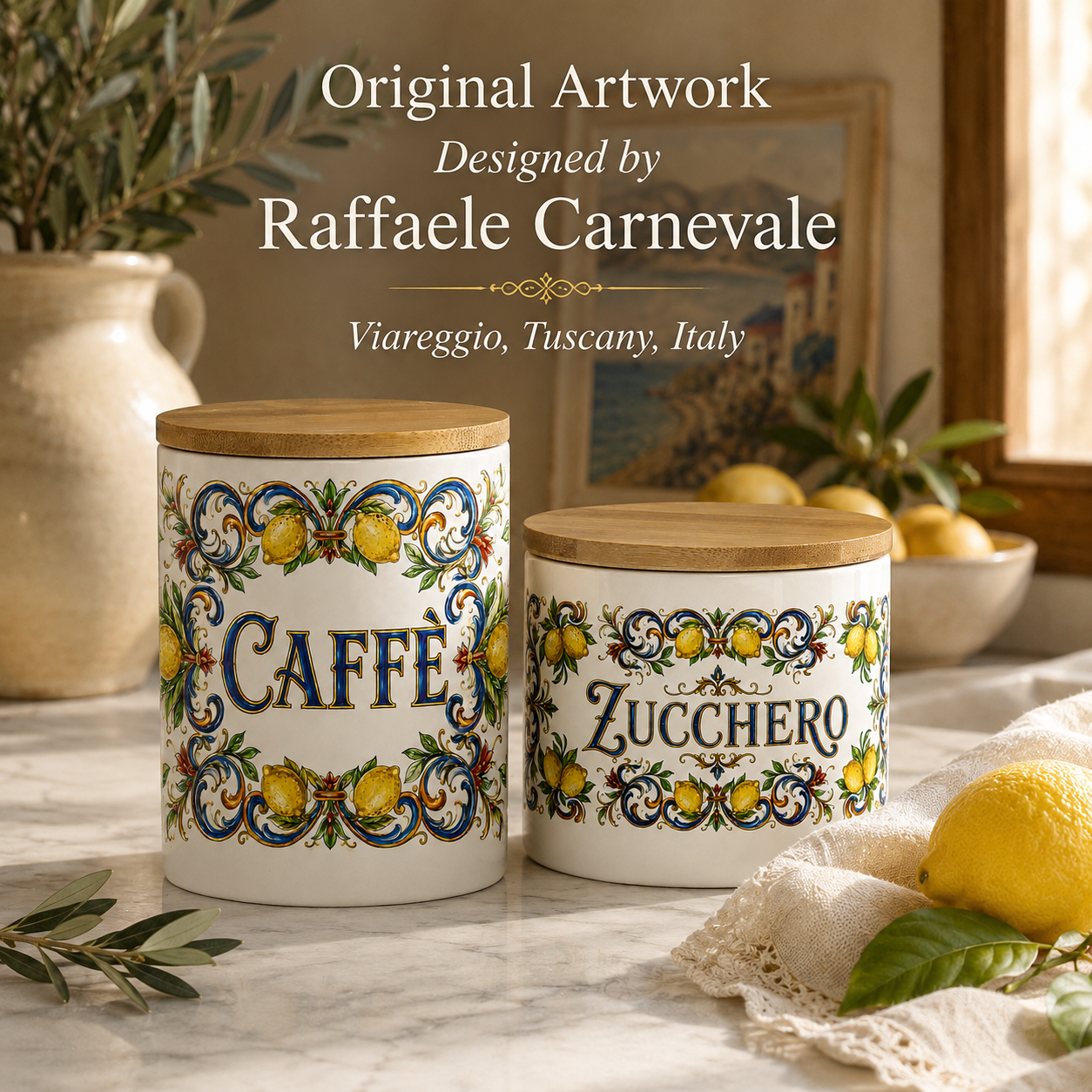 Ceramic Kitchen Canisters for Coffee & Sugar-Authentic Italian design