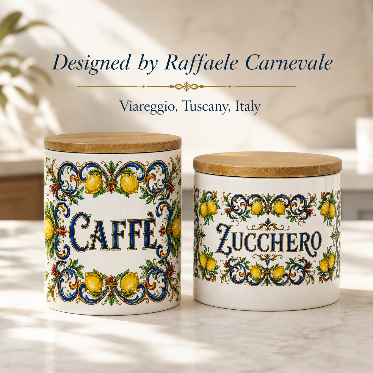 Ceramic Kitchen Canisters for Coffee & Sugar-Authentic Italian design