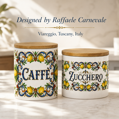 Ceramic Kitchen Canisters for Coffee & Sugar-Authentic Italian design