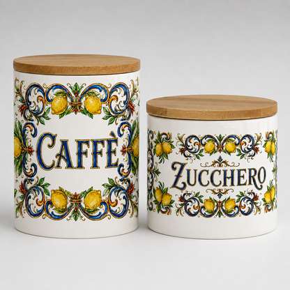 Ceramic Kitchen Canisters for Coffee & Sugar-Authentic Italian design