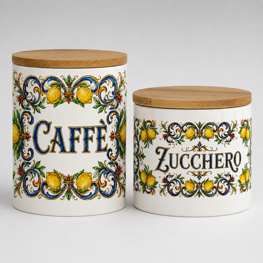 Ceramic Kitchen Canisters for Coffee & Sugar-Authentic Italian design