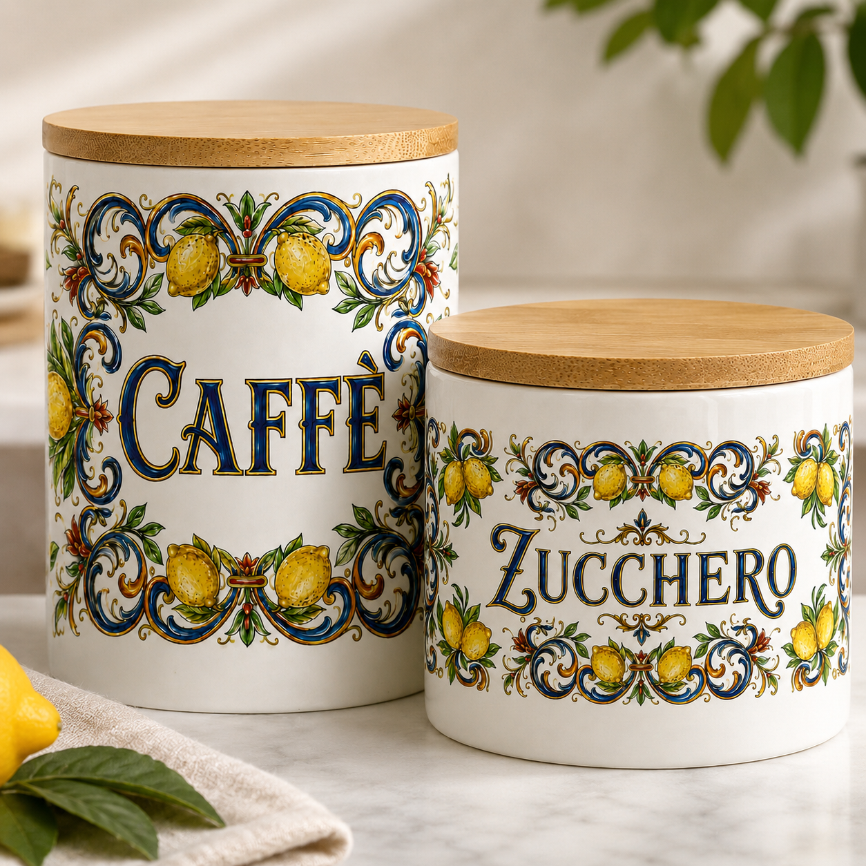 Ceramic Kitchen Canisters for Coffee & Sugar-Authentic Italian design