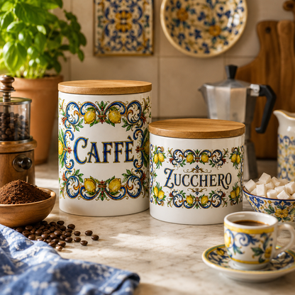 Ceramic Kitchen Canisters for Coffee & Sugar-Authentic Italian design