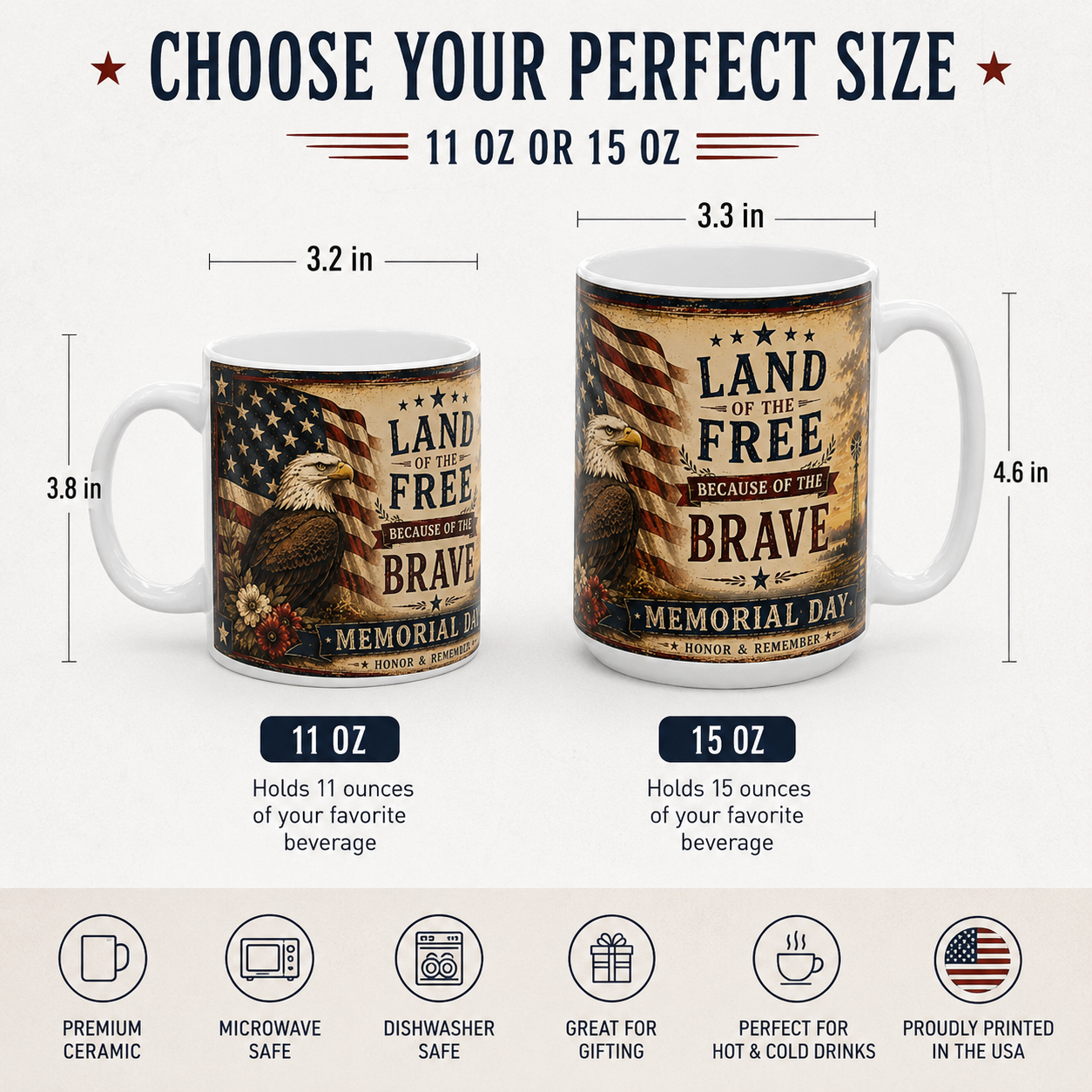 Memorial Day    Patriotic Tribute Patriotic Veteran Mug - Durable Sublimation Printed Ceramic Coffee Cup USA