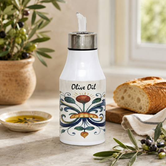 RICCO ITALIA DERUTA: Olive Oil Dispenser with non-drip pourer and dust cover cap - Ricco Italia Deruta design by Mario Bruno