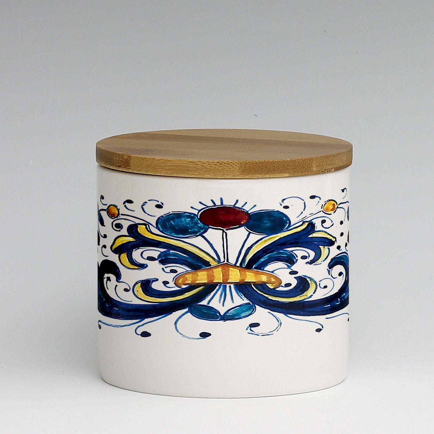 SUBLIMART: Porcelain storage jar with sealing bamboo lid (Deruta Design #DER01)