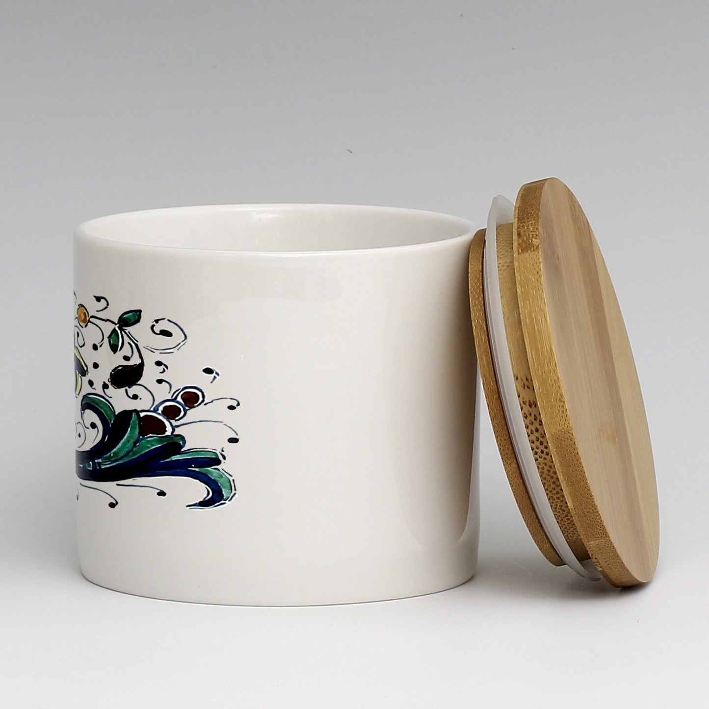 SUBLIMART: Porcelain storage jar with sealing bamboo lid (Deruta Design #DER01)