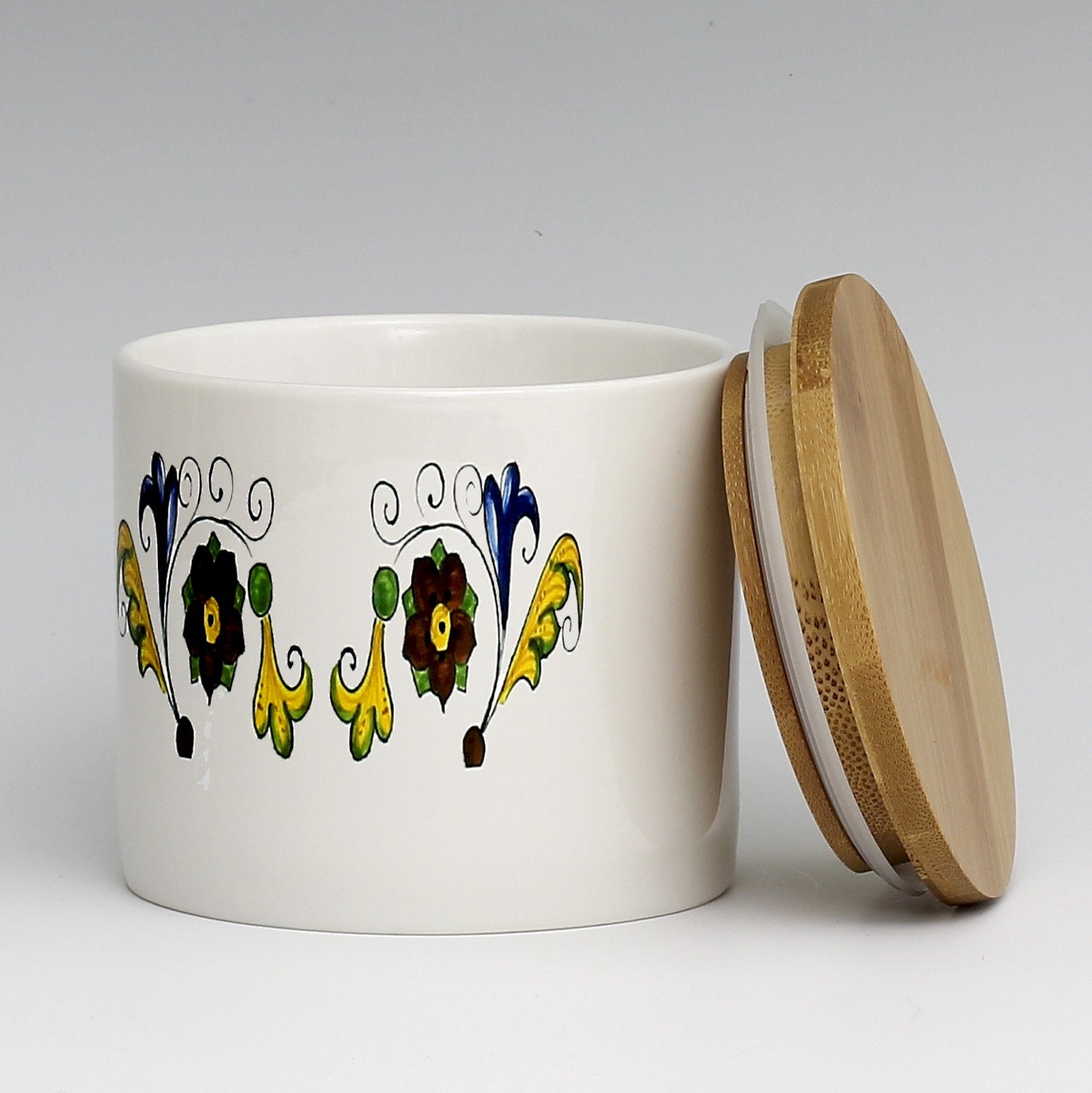 SUBLIMART: Porcelain storage jar with sealing bamboo lid (Deruta Design #DER04)
