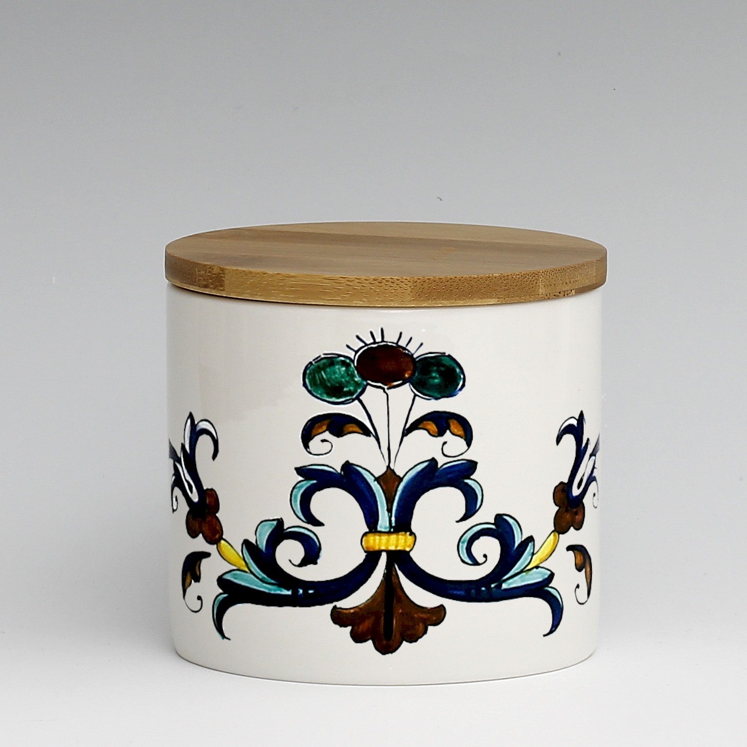 SUBLIMART: Porcelain storage jar with sealing bamboo lid (Deruta Design #DER02)