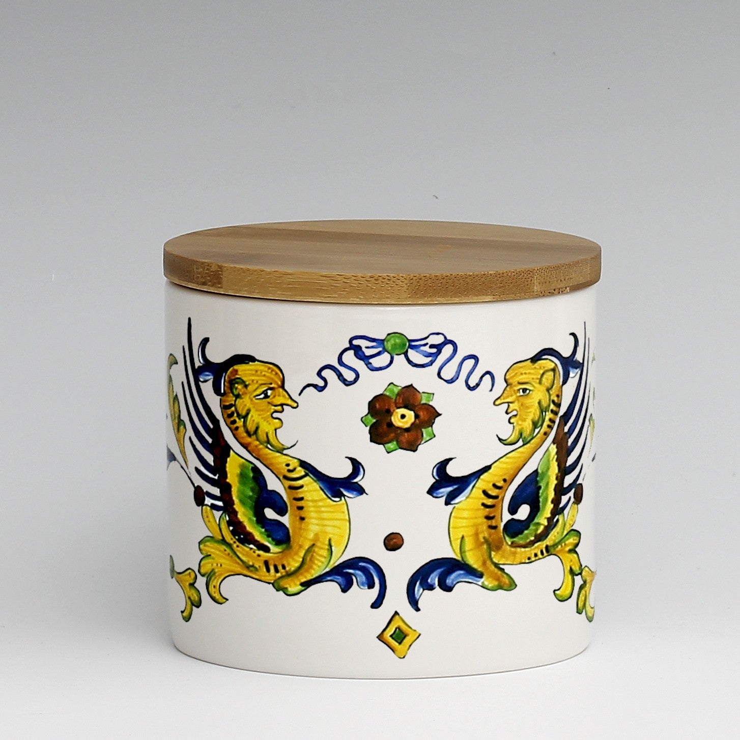 SUBLIMART: Porcelain storage jar with sealing bamboo lid (Deruta Design #DER03)