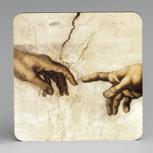 SUBLIMART: MDF Hardboard Set of 4 Coasters - Design: Affresco - The Creation of Adam By Michelangelo