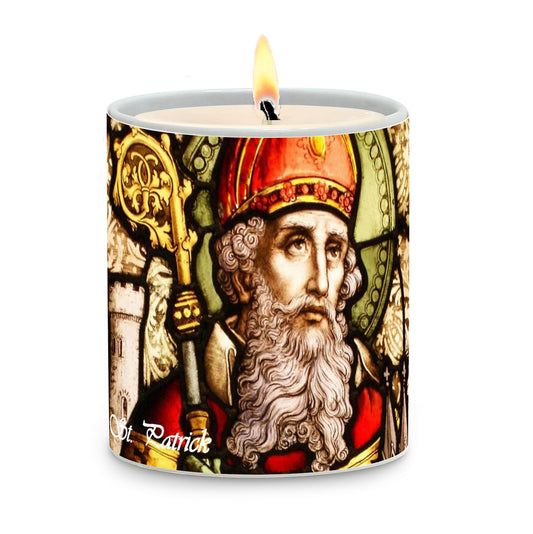 SUBLIMART: Prayer Candle - Porcelain Soy Wax Candle St. Patrick