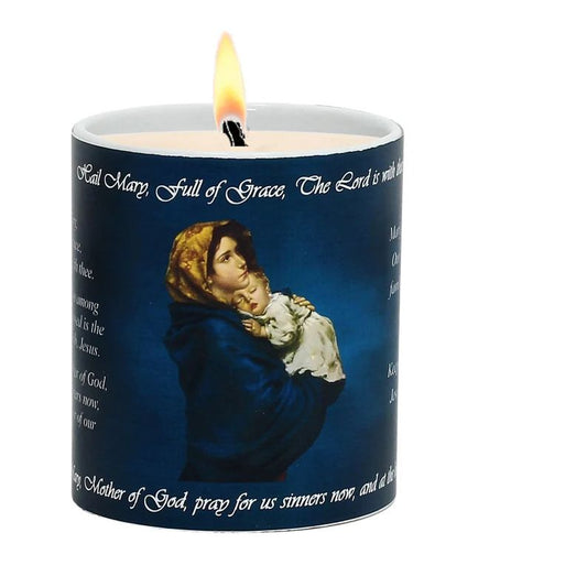SUBLIMART: Prayer Candle - Porcelain Soy Wax Candle Mary and Child