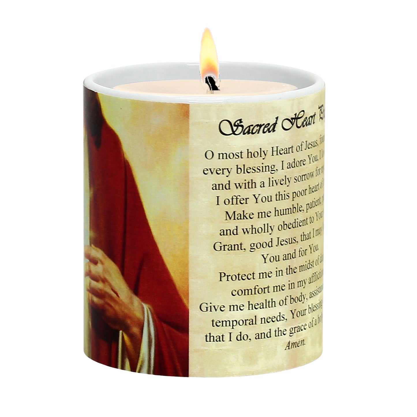 SUBLIMART: Prayer Candle - Porcelain Soy Wax Candle - Sacred Heart
