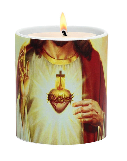 SUBLIMART: Prayer Candle - Porcelain Soy Wax Candle - Sacred Heart