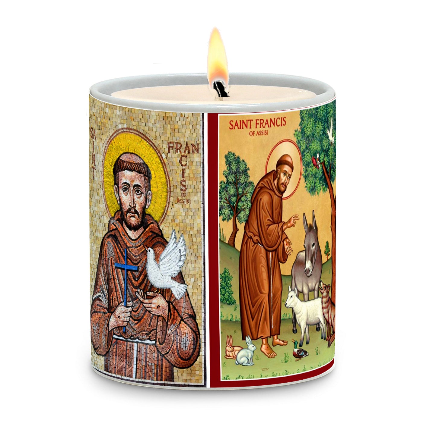 SUBLIMART: Prayer Candle - Porcelain Soy Wax Candle - St. Francis
