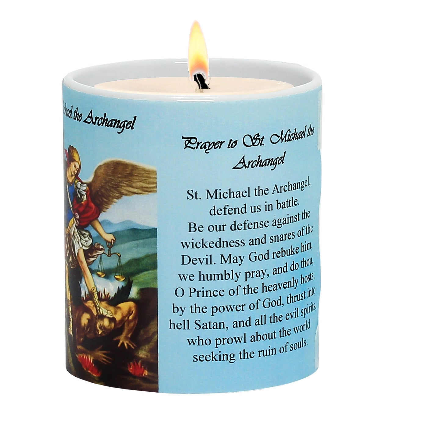 SUBLIMART: Prayer Candle - Porcelain Soy Wax Candle - St. Michael the Archangel
