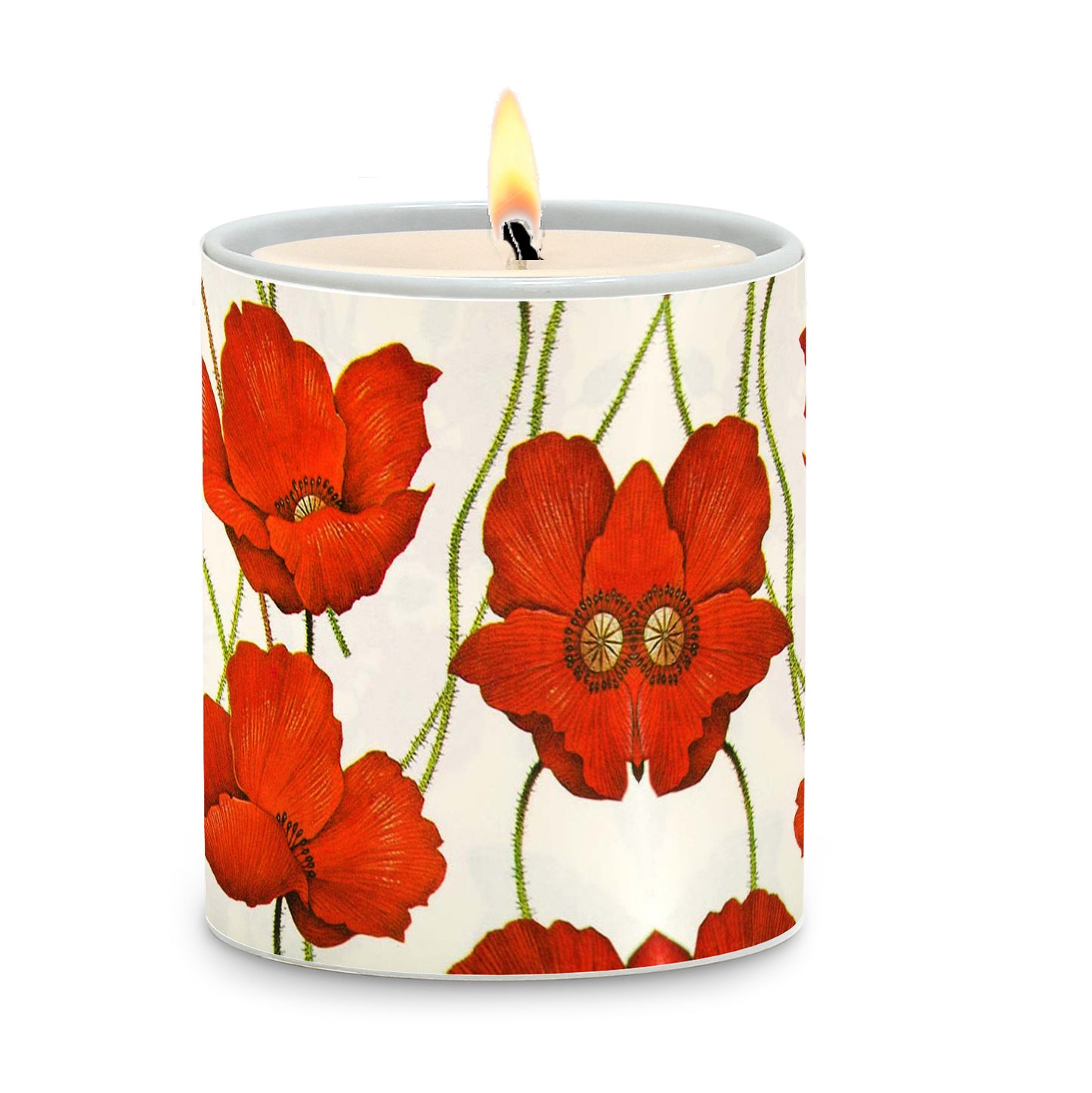 SUBLIMART: Floral - Porcelain Soy Wax Candle 'Poppys" (Design #FLO01)