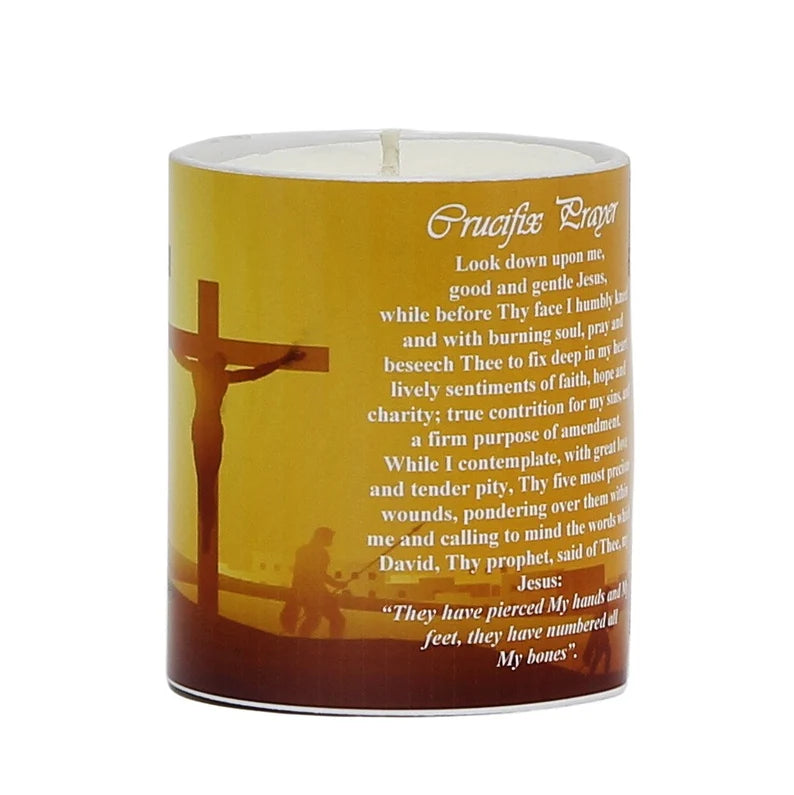 SUBLIMART: Prayer Candle - Porcelain Soy Wax Candle - The Easter Mount Calvary Prayer