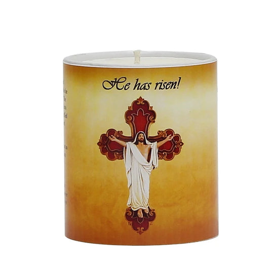 SUBLIMART: Prayer Candle - Porcelain Soy Wax Candle - The Easter Crucifix Prayer