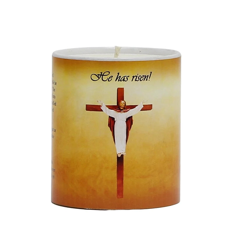 SUBLIMART: Prayer Candle - Porcelain Soy Wax Candle - The Easter Crucifix Prayer