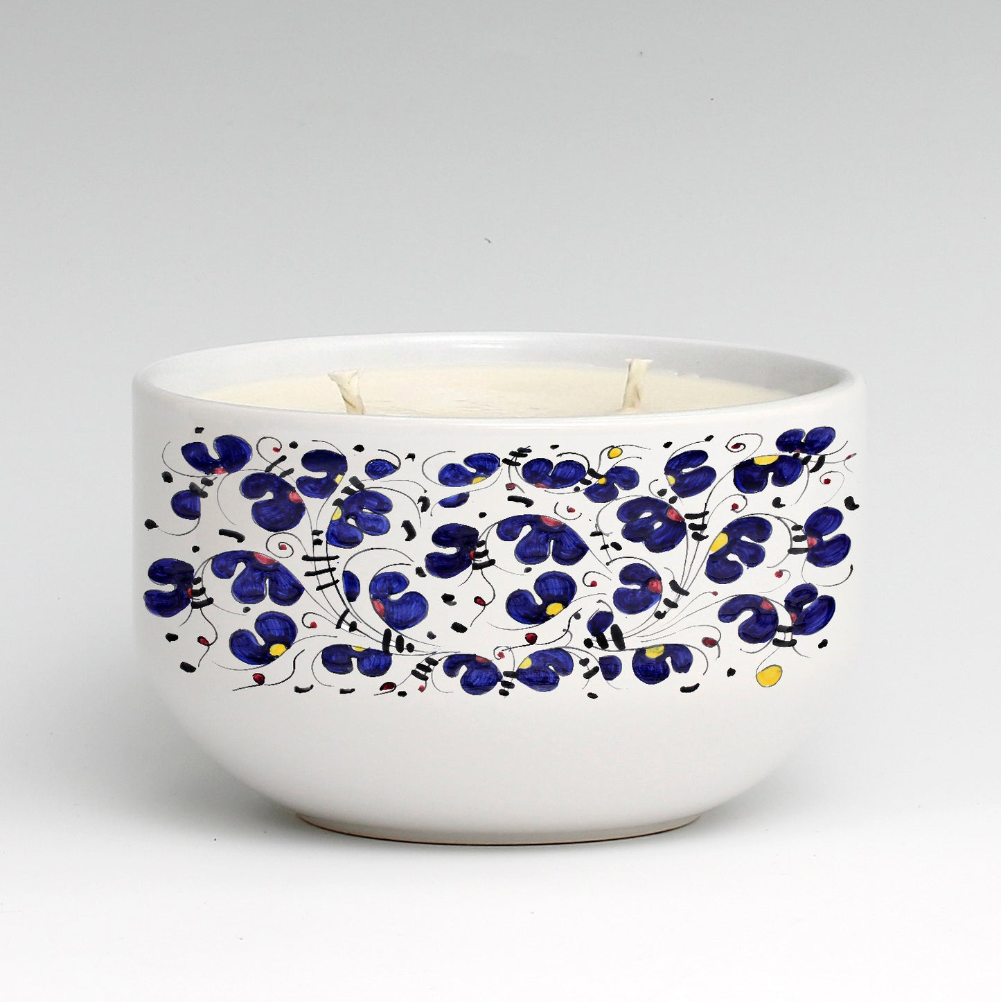 SUBLIMART: Two Wicks Soy Wax Candle in a Porcelain Bowl - Deruta Style (Design #DER07)