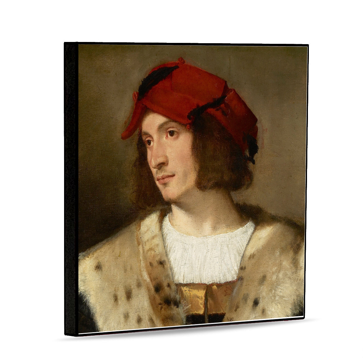 AFFRESCO: Panel Tile - Opera "Man in red hat" by Tiziano (Titian)
