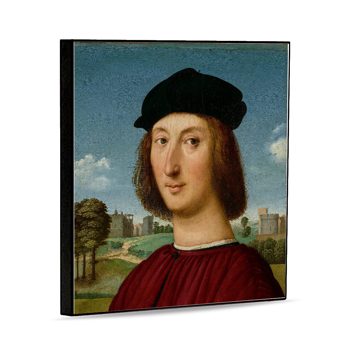 AFFRESCO: Panel Tile - Opera "Portrait of a Young Man in red" by Raphael (Raffaello)