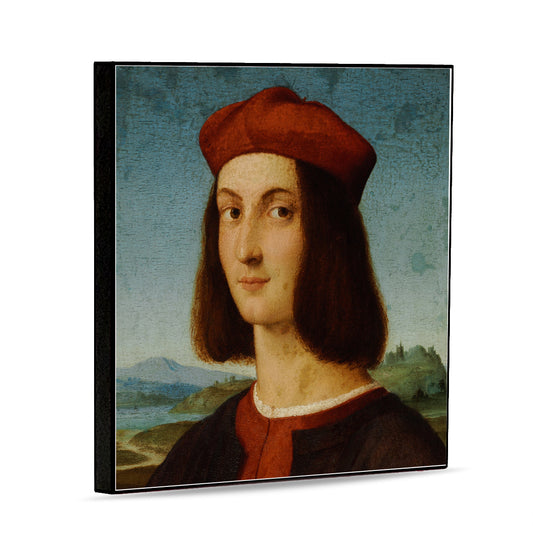 AFFRESCO: Panel Tile - Opera "Portrait of the Young Cardinal Ippolito d'Este" by Raphael (Raffaello)