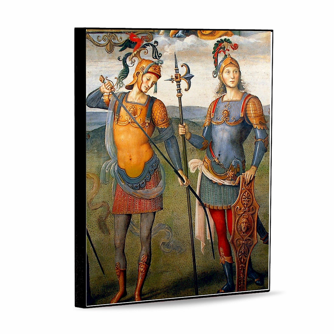 AFFRESCO: Panel Tile - Opera Fortitude and Temperance with Six Antique Heroes Fresco by Pietro Perugino (8x10)