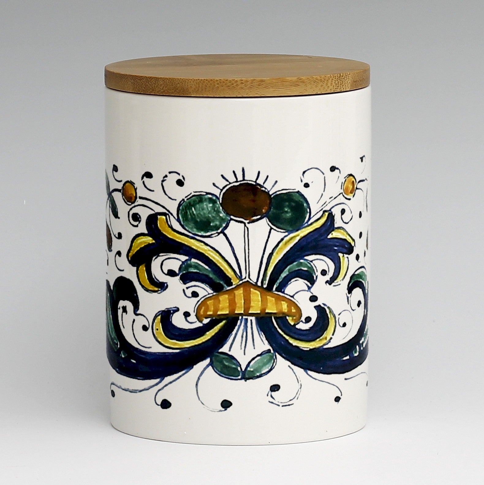 SUBLIMART: Porcelain storage jar with sealing bamboo lid (Deruta Design #DER08)
