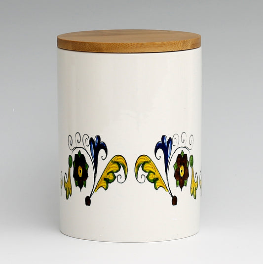 SUBLIMART: Porcelain storage jar with sealing bamboo lid (Deruta Design #DER09)