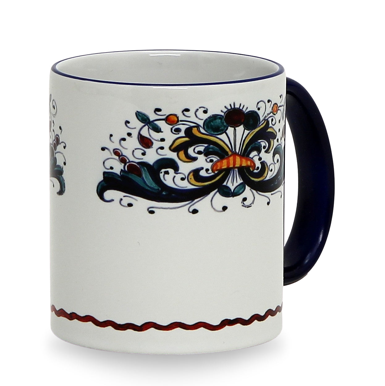 SUBLIMART: Printed Deruta style Mug with Blue Rim two sides design