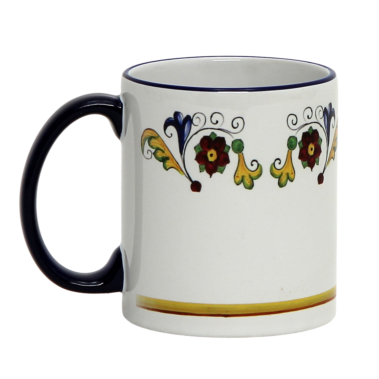 SUBLIMART: Printed Deruta style Mug with Blue Rim  yellow leaves design - Artistica.com