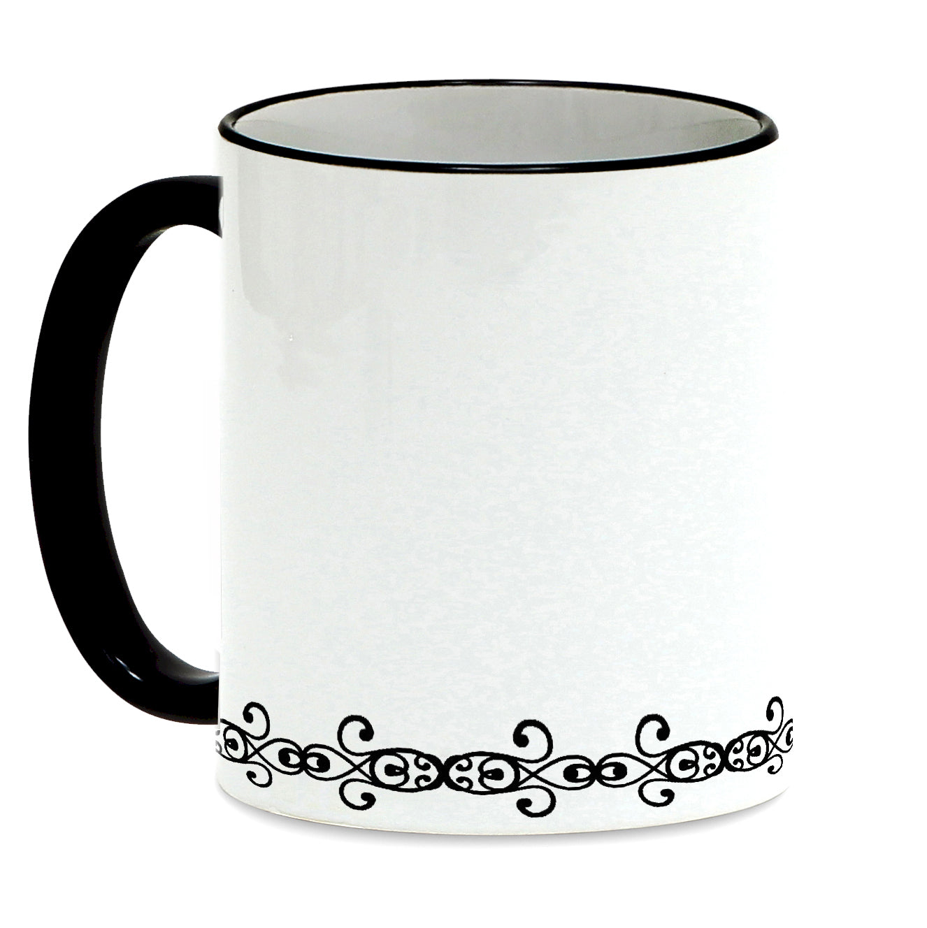 SUBLIMART: Lineart - Mug with black handle and rim featuring hand drawn line drawings. (Design #23)