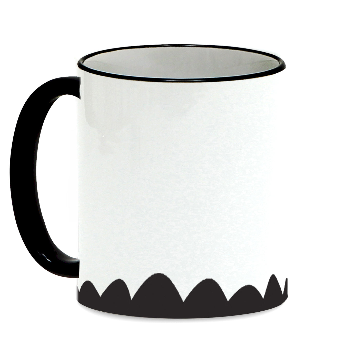 SUBLIMART: Lineart - Mug with black handle and rim featuring hand drawn line drawings. (Design #27)