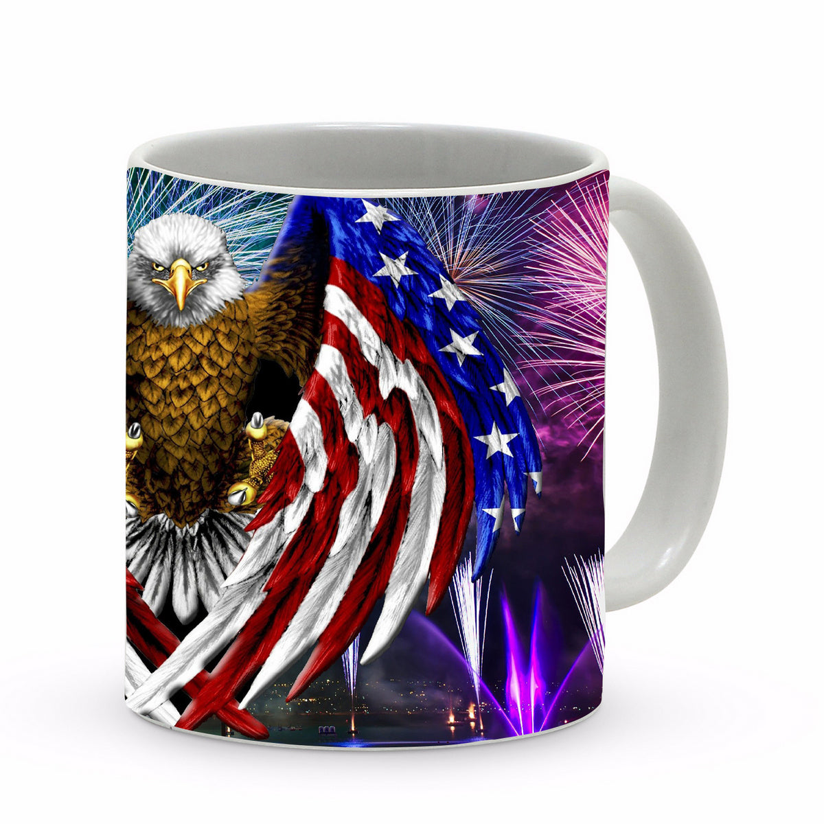 SUBLIMART: Patriotic Mug '4th of July Mug - Eagle & Fireworks" (Design 45)