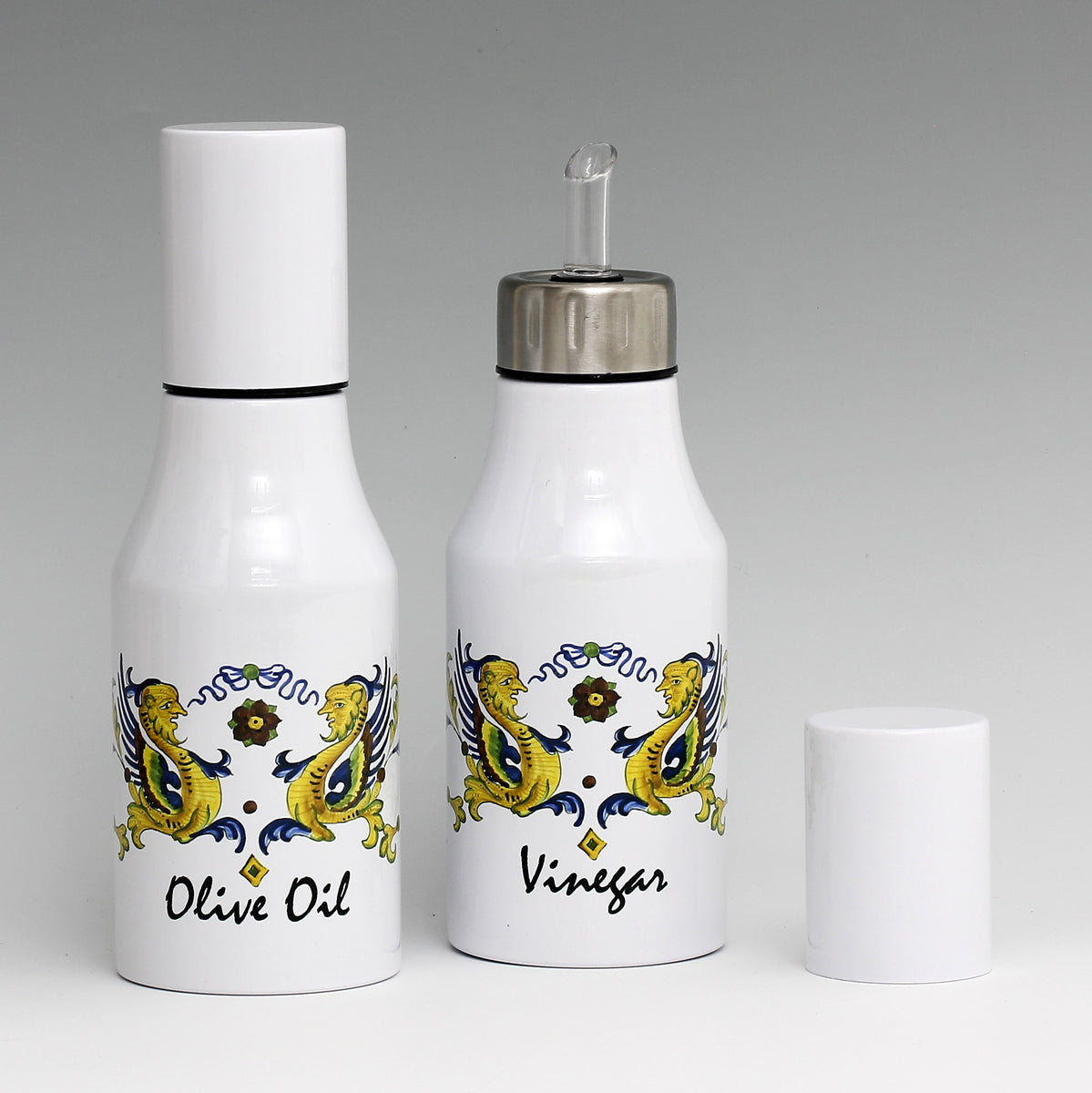 SUBLIMART: Bundle Oil & Vinegar Dispensers with non-drip pourer and dust cover cap (Design 03)