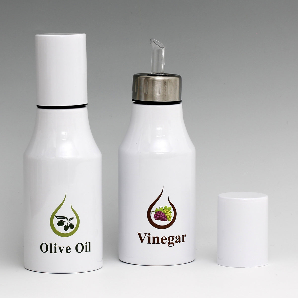 SUBLIMART: Bundle Oil & Vinegar Dispensers with non-drip pourer and dust cover cap (Design 07)