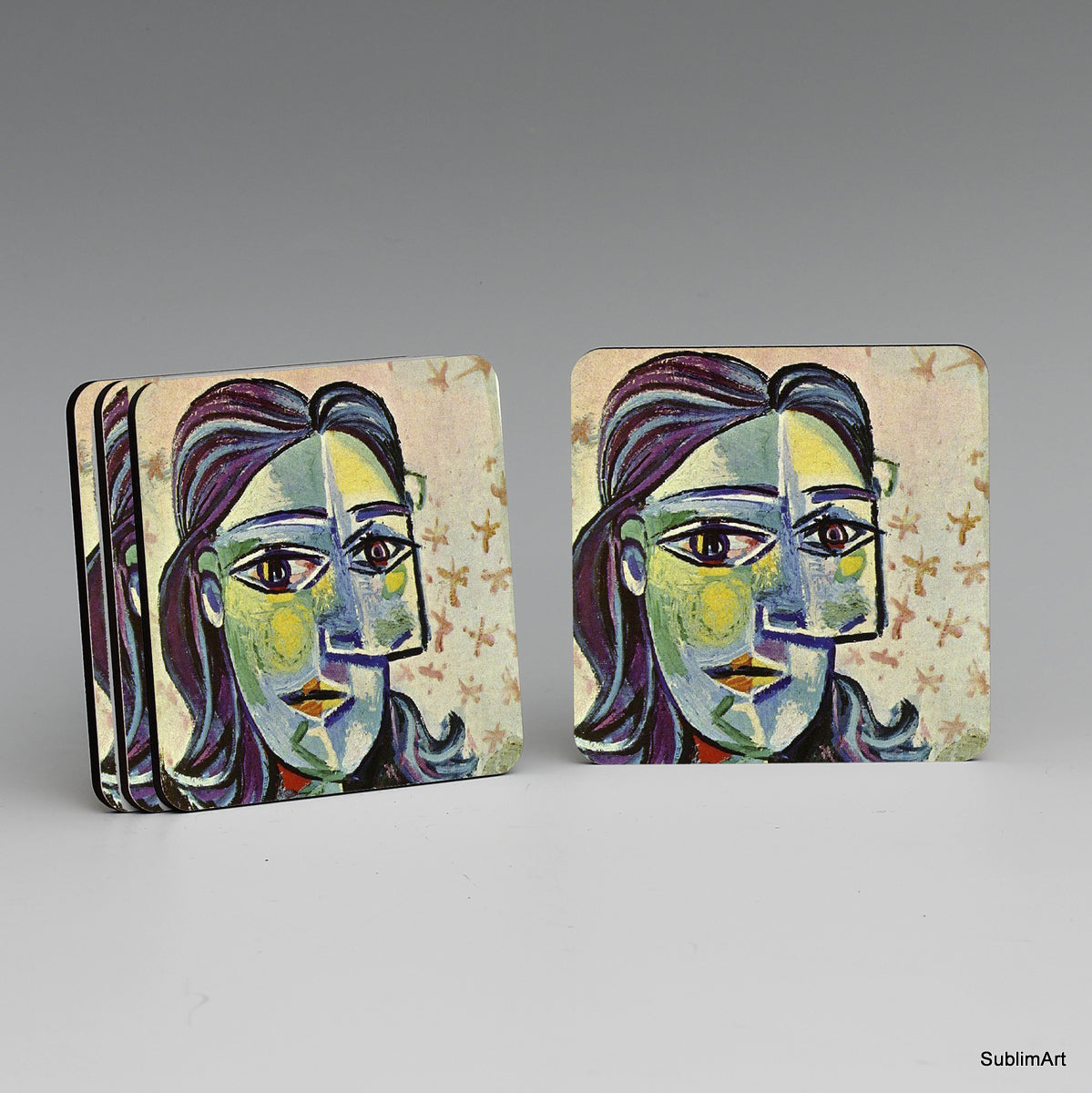 SUBLIMART: MDF Hardboard Set of 4 Coasters - Design: Picasso Modernism 03