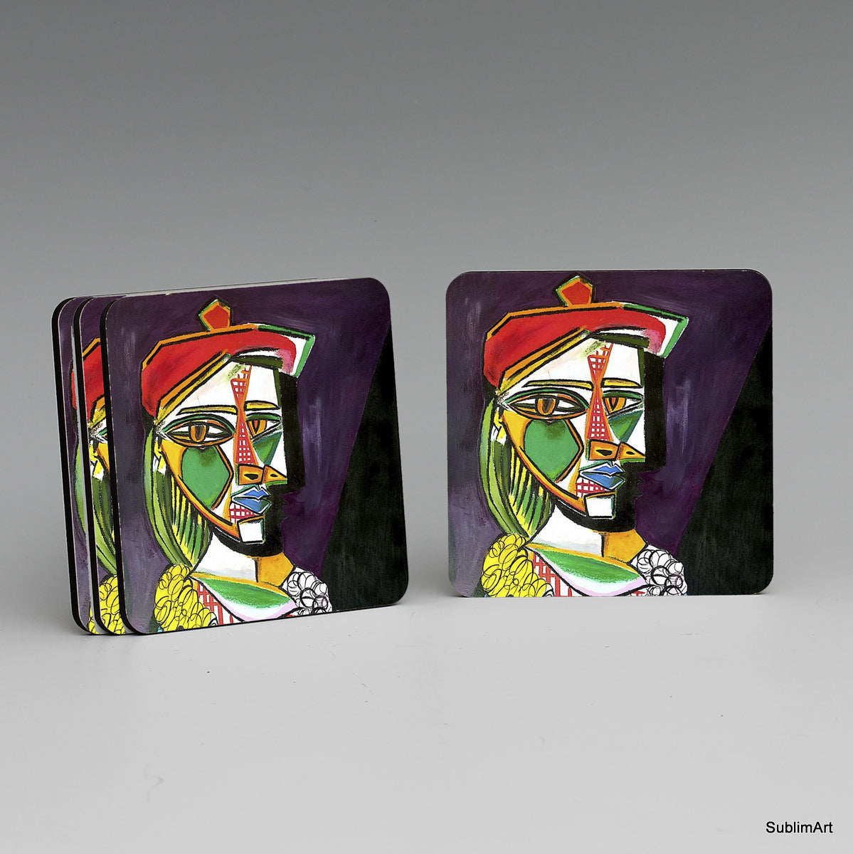 SUBLIMART: MDF Hardboard Set of 4 Coasters - Design: Picasso Modernism 04