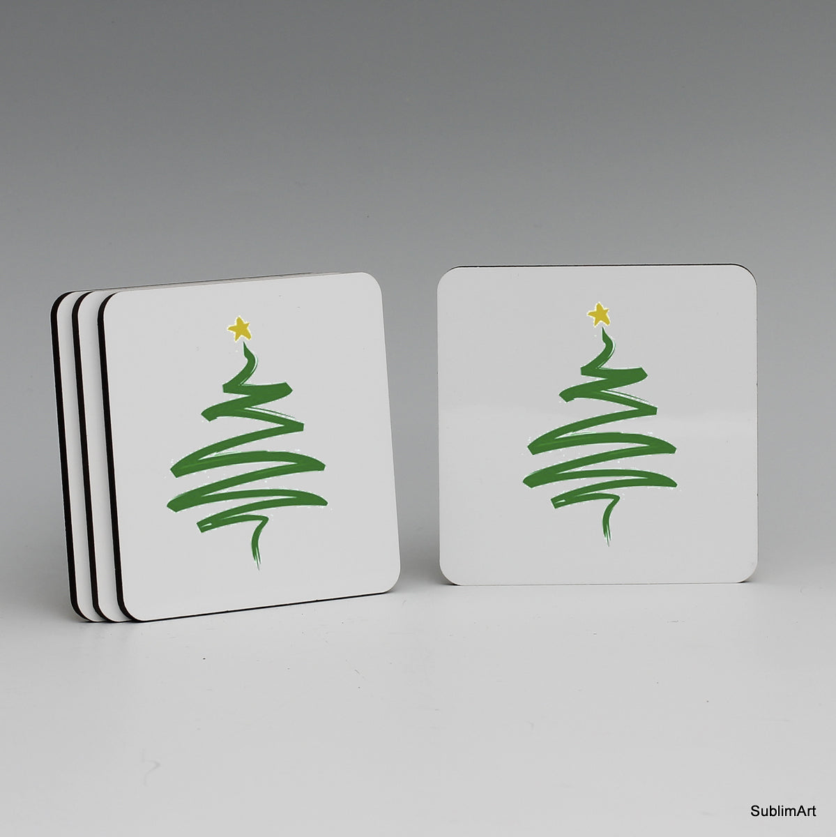 SUBLIMART: MDF Hardboard Set of 4 Coasters - Design: Holidays 01