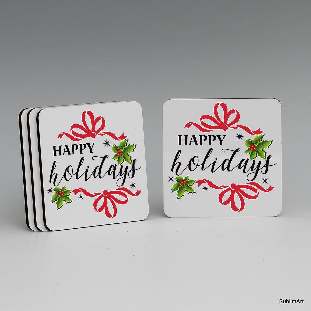 SUBLIMART: MDF Hardboard Set of 4 Coasters - Design: Holidays 02